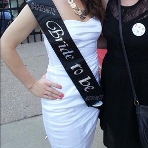 White Ruched Mini Dress